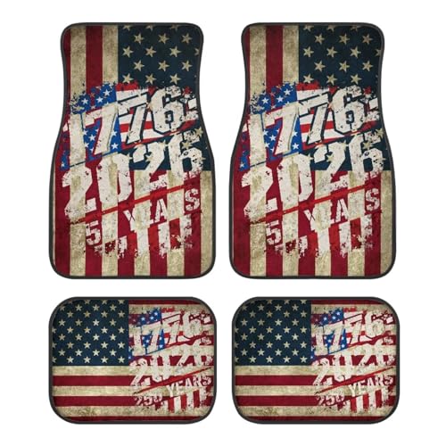 American Flag Car Floor Mats Set of 4, Universal Vehicle Front Rear Carpets 250th Anniversary Decorative Car Floor Rugs Non-Slip for SUV Truck Van - color: 250 Years American Flag