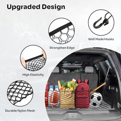 Canvcle Cargo Net for Chevy Suburban Tahoe GMC Yukon&Yukon XL Cadillac Escalade 2021–2025 2026 Envelope Style Heavy Duty Elastic Mesh Trunk Cargo Organizer Easy Install Storage Net with Hooks - style: for Chevy Tahoe