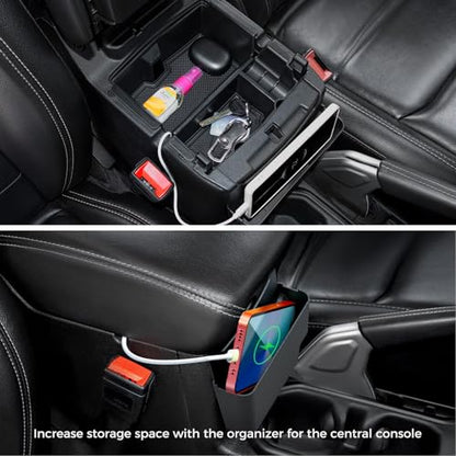 DIAMOOKY 4PCS Upgraded Center Console Organizer for Jeep Wrangler JL JLU 4xe 2018-2026 & Gladiator JT 2020-2024 2025 2026 Accessories Gear Shift Side Tray Hanging Armrest Storage Box (Not for JK/JKU)