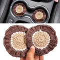 Cotton Crotchet Ruffled Flower Coaster Set (Warm Mocha) - color: Warm Mocha