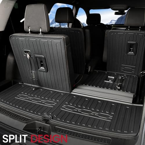 Cargo Mat Backrest Mats 2-in-1 Design for 2017-2023 GMC Acadia 6/7 Seats Accessories, All-Weather TPE Trunk Mat Cargo Liner Protector SLE/SLT/AT4/DENALI(Cargo Mat with Backrest Mats)