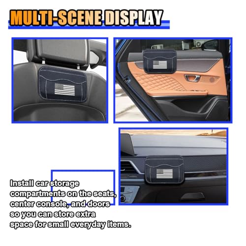 American Flag Car Seat Side Pocket Organizer, PU Leather Seat Gap Filler Tray Pouch, Auto Cell Phone & Sunglasses Holder, Mini Vehicle Storage Bag for Stowing Tidy (Flag, Black/White) - color: Black/White, style: Flag