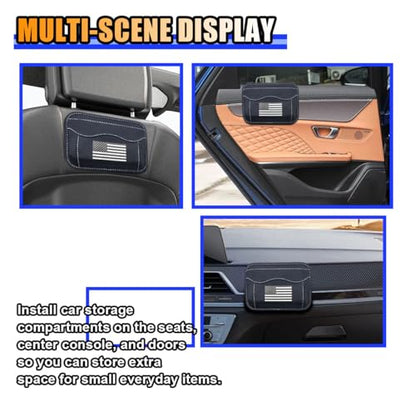 American Flag Car Seat Side Pocket Organizer, PU Leather Seat Gap Filler Tray Pouch, Auto Cell Phone & Sunglasses Holder, Mini Vehicle Storage Bag for Stowing Tidy (Flag, Black/White) - color: Black/White, style: Flag