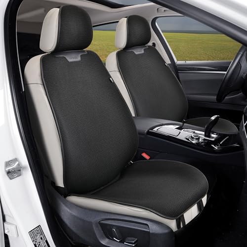 Car Seat Cover Ultra-Thin Ice Silk Woven Fabric, 3D Elastic Fiber Structure with Silicone Non-Slip Base Fabric, All-Season Front Seat Covers for Cars and SUVs (black1) - color: black1