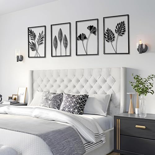 QXSXKJ Black Metal Wall Decor Framed, Minimalist Abstract Black Line Art DéCor, 3d Modern Metal Wall Art, 4 Piece Home Art for Living Room Bedroom Bathroom - size: Without Light 16"L x 11"W