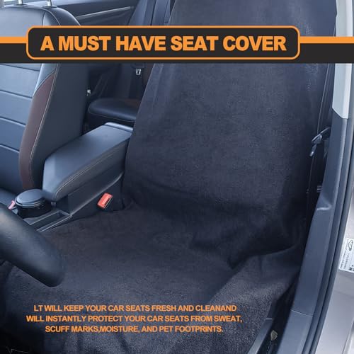 KEVWR Car Waterproof Towel Front Seats Seat Covers, Washable Seat Protector, Fit Beach Swimming Outdoor Sports, Compatible with Most Cars Trucks Suvs Car (Black) - color: Black