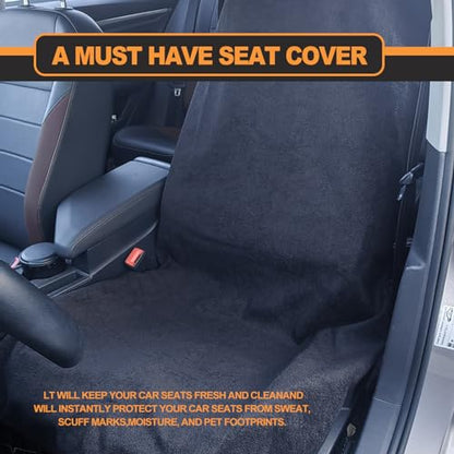 KEVWR Car Waterproof Towel Front Seats Seat Covers, Washable Seat Protector, Fit Beach Swimming Outdoor Sports, Compatible with Most Cars Trucks Suvs Car (Black) - color: Black