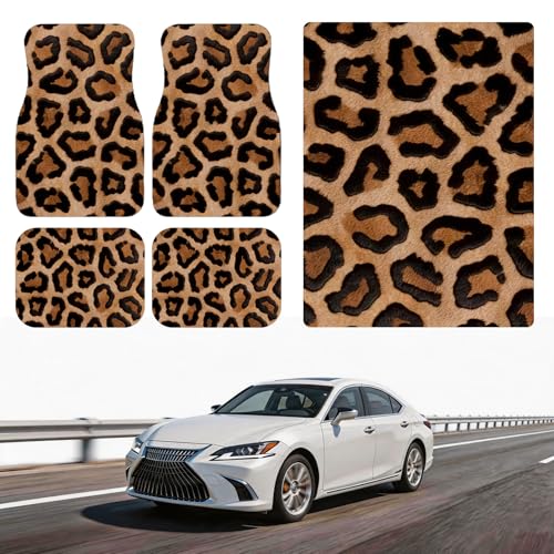 Automotive Floor Mats 5 Pcs, Universal Car Floor Mats, Leopard Print Cargo Liner, Car Accessory for SUVs/Sedan/Wagons, Durable Protective Mat, Trunk Liner for Families/Travel Enthusiasts - style: Bundle 8