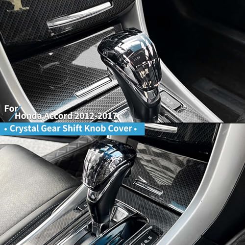 Car Center Console Shift Knob Cover Trim for Honda Accord 2012 2013 2014 2015 2016 2017, Bling Gear Shift Knob Cover, Interior Accessories, Central Shifter Stick Panel, Crystal Style, 1 PC