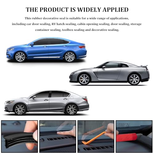 1PCS Car Dashboard Seal Strip, Automotive Door Weather Stripping, Black 2m Rubber Seal Protector Guard Strip, Universal Accessory Car Windshield Trim Seal Strip Fit for Trucks, Boats, RVs