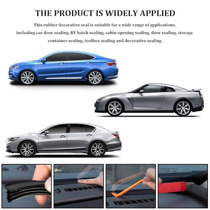 1PCS Car Dashboard Seal Strip, Automotive Door Weather Stripping, Black 2m Rubber Seal Protector Guard Strip, Universal Accessory Car Windshield Trim Seal Strip Fit for Trucks, Boats, RVs