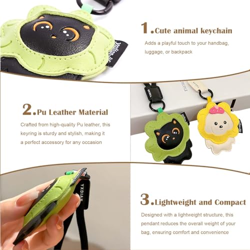 2-Piece Creative Leather Bag Charm - Cat Dog Keychain| Decorative Accessories for Handbag, Purse, Backpack, Car Keys