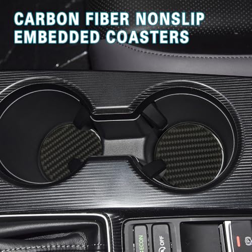 2PCS Car Cup Holder Coaster, Car Cup Insert Coaster, Carbon Fiber Non-Slip Vehicle Insert Bottle Pad, Auto Accessories 2.75 Inch Anti Slip Shockproof Embedded Drink Mat for Most Vehicles