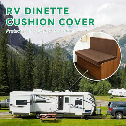 molasofa Leather Like RV Dinette Cushion Covers, RV Booth Seat Cover Stretchable Camper Cushion Couch Covers Washable Slipcovers for Camper Car Bench (1 Backrest Cover & 1 Bench Cover, Brown) - color: 01brown, size: 1 Bench Cover & 1 Backrest Cover