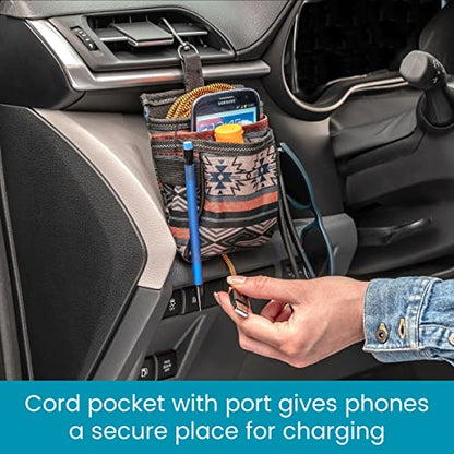High Road DriverPockets Car Phone Holder Air Vent Pouch and Front Seat Organizer with 3 Pockets, Hanging Hooks and Charging Port (Southwest) - color: Southwest