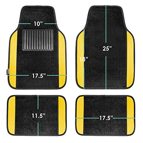FH Group Universal Fit Premium Carpet Automotive Floor Mats Fits Most Cars, SUVs, and Trucks with Driver Heel Pad, Full Set Yellow - color: Yellow