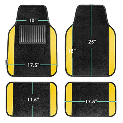 FH Group Universal Fit Premium Carpet Automotive Floor Mats Fits Most Cars, SUVs, and Trucks with Driver Heel Pad, Full Set Yellow - color: Yellow