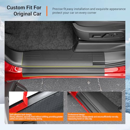 8Pcs Door Sill Protector Compatible with 2019-2026 Chevy Silverado GMC Sierra 1500 Door Sill Guard TPE Car Threshold Protector Replacement for 2019-2026 Chevy Silverado Accessories - size: Compatible with 2019-2026 Chevy Silverado