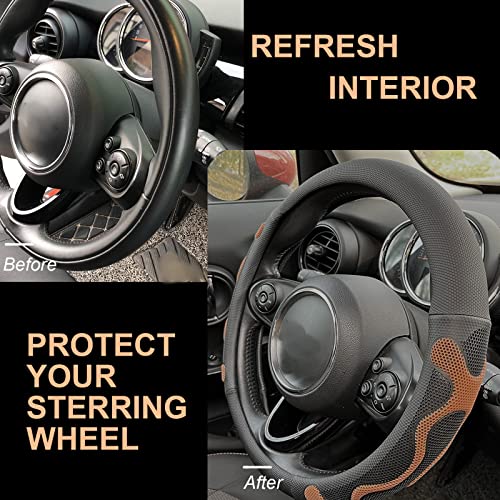 PINCTROT Large Size Comfy Grip Steering Wheel Cover, Anti-Slip Design, 15.5-15.75 Inch(Silicone Brown) - color: 8.Brown, size: Large Size[15 1/2''-15 3/4'']