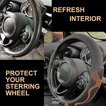 PINCTROT Large Size Comfy Grip Steering Wheel Cover, Anti-Slip Design, 15.5-15.75 Inch(Silicone Brown) - color: 8.Brown, size: Large Size[15 1/2''-15 3/4'']