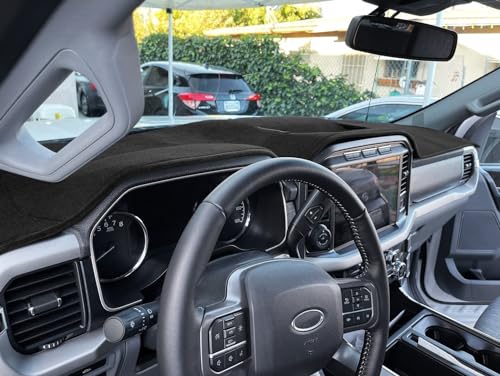 Yiz Dash Cover Mat Custom Fit for Ford F150 2021 2022 2023 2024 2025 2026 with Light Sensor w/o Headup Display, Dashboard Cover Pad Carpet (21-24 Black) J184 - color: 21-26 Black