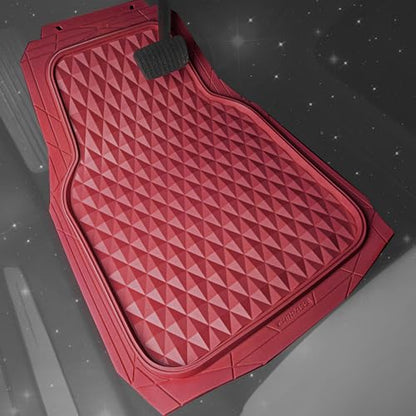 CAR PASS Heavy Duty Rubber Red Car Floor Mats & Cargo Liners, Deep Dish All-Weather Trunk Mats Durable Anti-Slip 3D Rhombus Waterproof Trim to Fit Liner Universal Fit Auto,Sedan,SUV,Truck, Burgundy - color: red with cargo liner