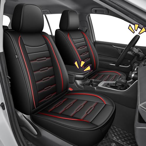 AOMSAZTO RAV4 Car Seat Covers Full Set Custom Fit for Toyota RAV4 2019 2020 2021 2022 2023 2024 2025 LE,XLE,XLE, Premium,Limited with Interior Accessories (Black&Redline) - color: #016 Black&Red-Full Set, size: 1.RAV4 2019-2025(Not fit for hybrid/Prime)