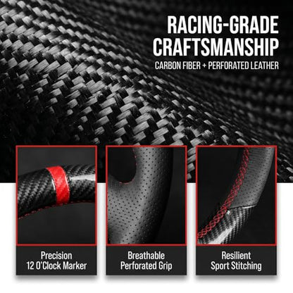 DIY Carbon Fiber Steering Wheel Covers for Infiniti Q50 2014 2015 2016 2017 Sport 15 inch Stitching Leather Interior Accessories