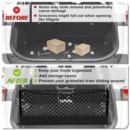 Truck Bed Cargo Net Trunk Netting Compatible with Toyota RAV4 2019-2024 2025 Accessories, Pickup Cargo Organizer SUV Sedan Storage Net w/Heavy Duty Carabiners - style: 19-24 RAV4