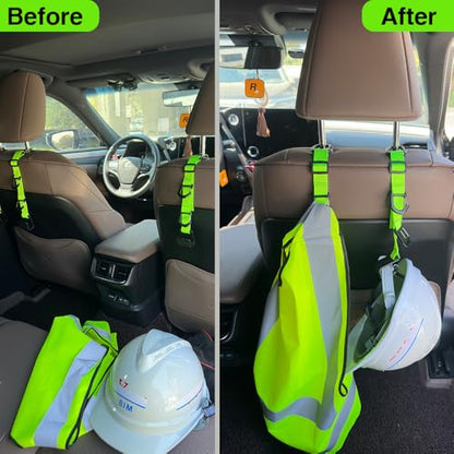 Car Headrest Hooks, Backseat Storage Organizer Hangers, Universal Vehicle Seat Back Hooks, 4 Pack (brightgreen) - color: brightgreen