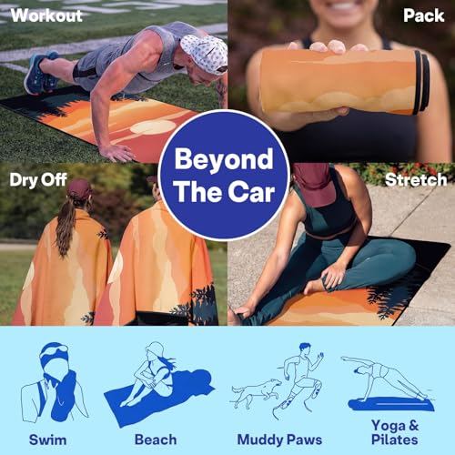 2 Pack Car Seat Towel Covers, Sweat Protector for Front Seats, Premium Thickened Microfiber with Great Smoky Mountains, Breathable & Quick Dry, Slip-on Headrest Pocket for Gym Running Universal Fit - color: Great Smoky Mountains