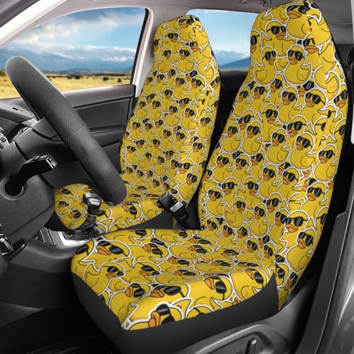Dujiea Yellow Cartoon Duck Car Front Seat Covers 2 Pcs Universal Auto Seat Covers Front Seats Only, Vehicle Bucket Seat Protectors Fit for Most Car SUV Sedan and Truck - color: Cartoon Duck