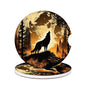 2 Pack Car Cup Holder Coaster-Wolf Full Moon Absorbent Ceramic Coaster,Forest Car Coasters for Cup Holders,Auto Accessories for Women & Men