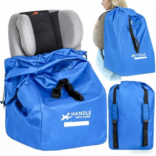 Car Seat Travel Bag for Airplane, Large Waterproof Car Seat Bags Fits Most Infant Car Seats, Convertible Car Seats, Booster Seats, Car Seat Bases, Adjustable Shoulder Strap, Blue - color: Blue