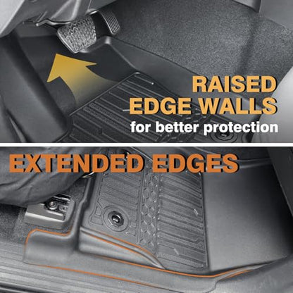 TripleAliners for Tacoma 2024 2025 2026 | Floor Mats First Row ONLY | for Double Cab & Access Cab All Weather Liners Compatible with 2024+ Toyota Tacoma Accessories (Fit Auto Trans), 2PC - size: Tacoma | Auto Trans | 2024+