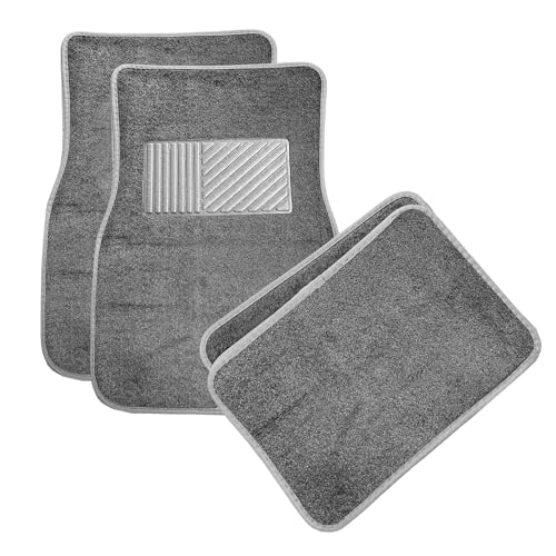 4PCS Car Floor Mats, Anti-Slip Waterproof Car Carpets with Safety Heel Pad, Heavy Duty Floor Mat for All Weather Protection, Universal Trim to Fit for Sedans Trucks SUVs (Gray) - color: Gray