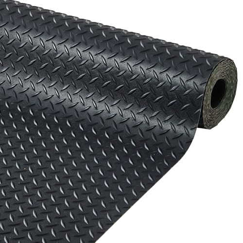 7.8 x 20 FT Garage Floor Mat, 2.8mm Thickened Flooring Roll Diamond Plate PVC Rubber Trailer Mat, Non-Slip Floor Protector Mat for Garage, Warehouse, Gyms, Trailer, SUV