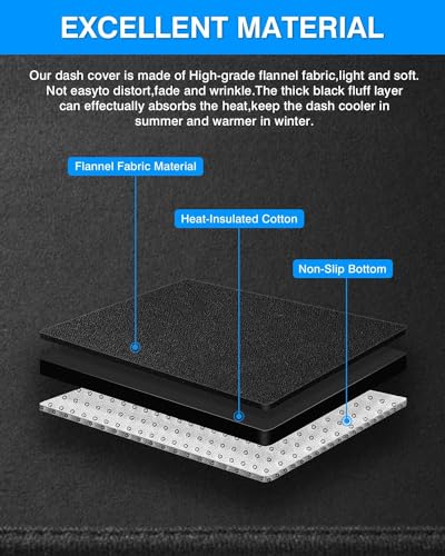 Autorder Dashboard Cover Mat for Ford E150 E250 E350 1997-2008/E450 2003-2008 Econoline Accessories Dash Cover Flannel Dash Mat Sunshade Glare UV Rays Protector - size: 1997-2008 E150