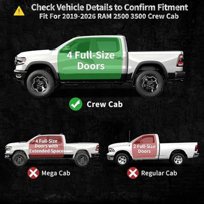 OEDRO Floor Mats Fit for 2019-2025 2026 Ram 2500/3500 Crew Cab with 1st Row Bucket or Bench Seats, Custom Fit TPE All Weather Car Mats Includes 1st and 2nd Row - style: 2019-2026 Ram 2500/3500 Crew Cab