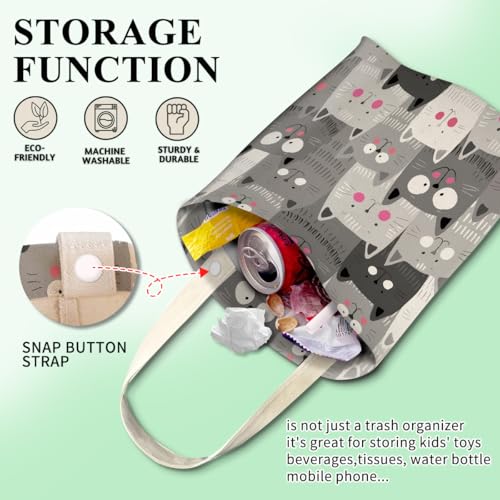 Cute Car Trash Bag, Hanging Car Organizer and Storage Bag, Trash Bin for Vehicle, Travelling, Camping - Cute Grey Cats - color: Cute Grey Cats