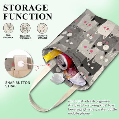 Cute Car Trash Bag, Hanging Car Organizer and Storage Bag, Trash Bin for Vehicle, Travelling, Camping - Cute Grey Cats - color: Cute Grey Cats