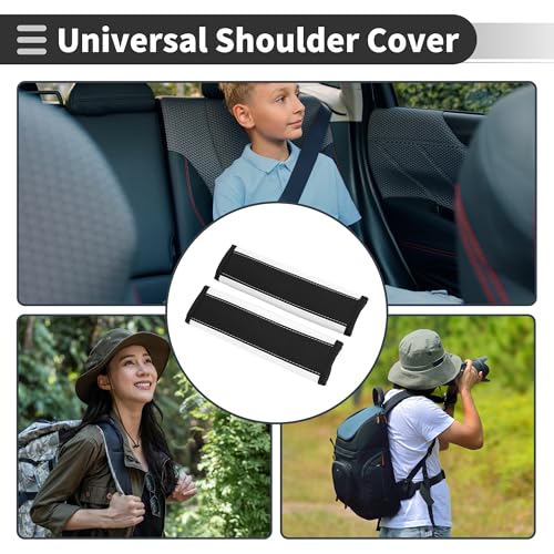 Black White Seat Belt Cover Pad Faux Leather 24cm Seatbelt Strap Cushion Shoulder Padding 2 Pcs - color: Black,White