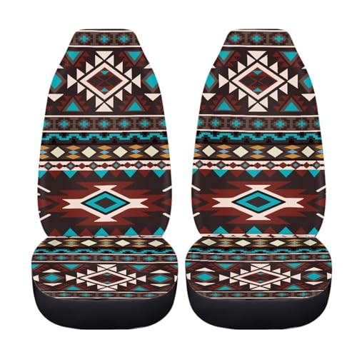 Dreaweet Aztec Car Seat Covers Front Seats Only Southwestern Car Accessories Interior 2 Piece Washable Universal High Back Bucket Seat Covers for Most Cars SUV Trucks - color: Aztec Southwestern