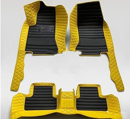 Custom All-Weather Protection Luxury Leather Floor Mats for Cars SUVs Trucks According Anti-Slip Leather Floor mats ﻿ (20,Yellow and Striped Black) - color: 20,Yellow and Striped Black