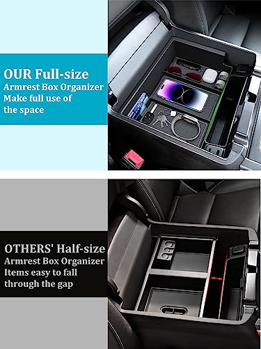 Sinvanho 2PCS Center Console Organizer Compatible with Chevy Silverado/GMC Sierra 2014-2018 1500/2500/3500HD Armrest Box Storage Tray, Truck Accessories, Full Console w/Bucket Seats Only