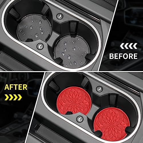 Car Coasters for Cup Holders [4 Pack] - 2.75In Silicone Auto Mug Mats - Universal Non-Slip Recessed Car Interior AccessoriesRed - color: 4 Pack-red