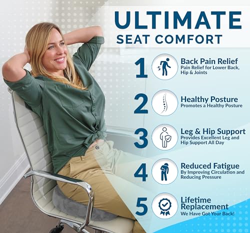 ComfiLife Gel Enhanced Seat Cushion – Office Chair Cushion – Non-Slip Gel & Memory Foam Coccyx Cushion for Tailbone Pain - Desk Chair Car Seat Cushions Driving - Sciatica & Back Pain Relief (Gray) - color: Gray, size: Large