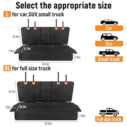 YJGF Dog Car Seat Cover for Back Seat Truck,Truck Back Seat Pet Cover for Dogs,Waterproof Scratchproof Rear Bench Seat Cover Protector (Black, XL) - size: XL