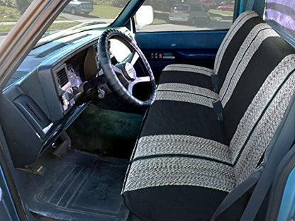Leader Accessories Saddle Blanket Black Seat Protector - Full Size Pickup Trucks Solid Bench Seat Cover - Universal Work Ford Dodge Chevy Truck with Bench Seats