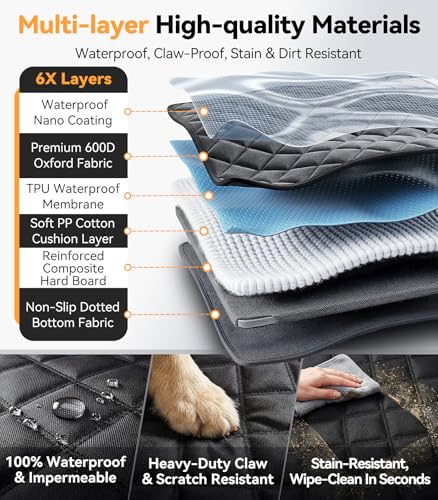 Rorhxia Dog Seat Cover for Backseat, [Ultimate Safe, Comfortable and Large Space] Waterproof 600D Heavy Duty Dog Car Hammock, Release Passenger Seats, Fits Sedan/SUV/Truck, Large Dog Friendly, L - size: L-For Car/SUV/Small Truck